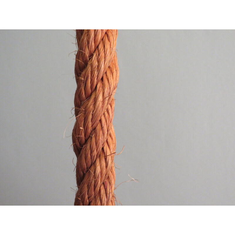 Vintage hanging lampin bamboo and cord by Jute, France 1970s