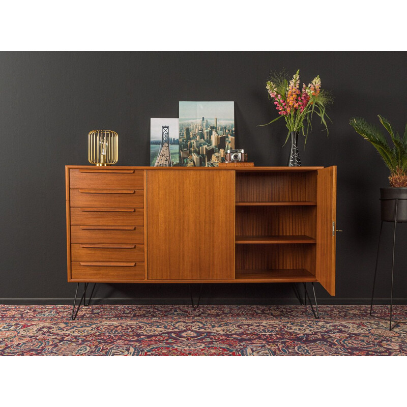 Mid century sideboard in teak veneer with 6 drawers and 2 doors for WK Möbel, 1960s