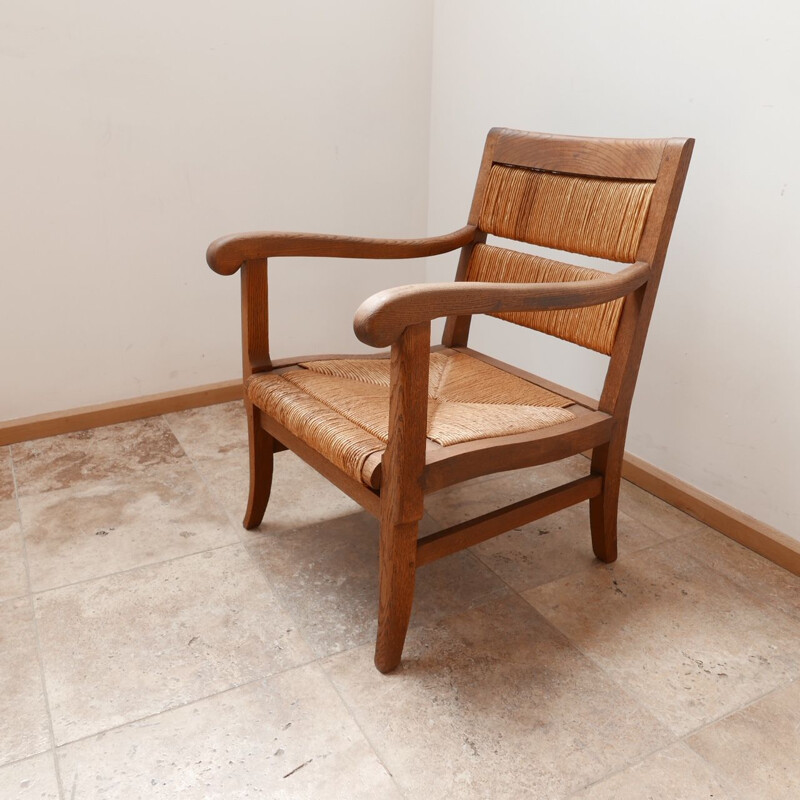 Vintage pair of French mid-Century rush armchairs