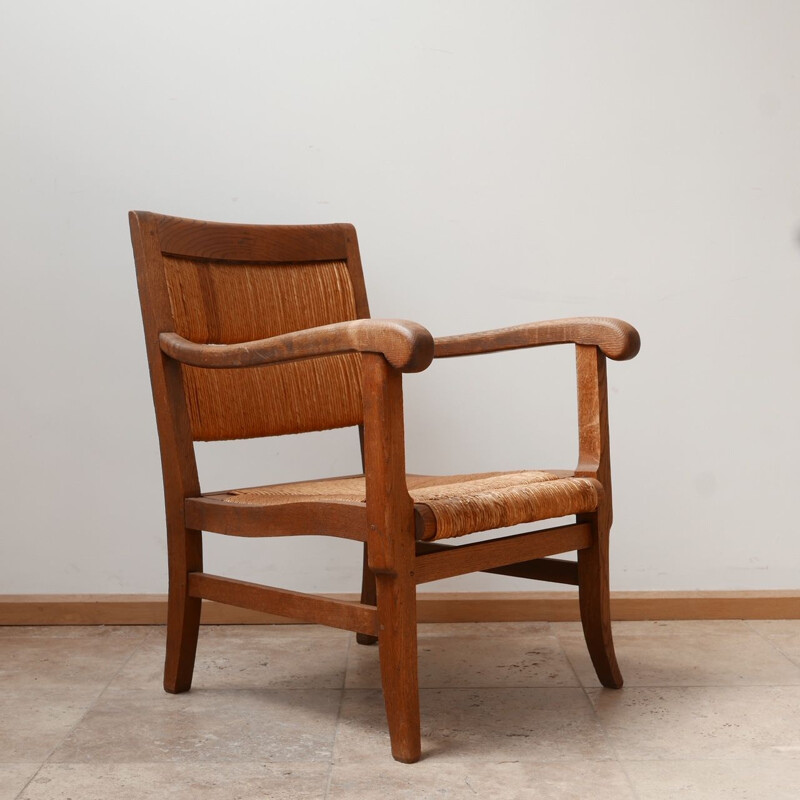 Vintage pair of French mid-Century rush armchairs