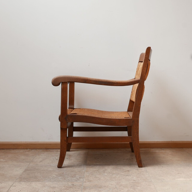 Vintage pair of French mid-Century rush armchairs