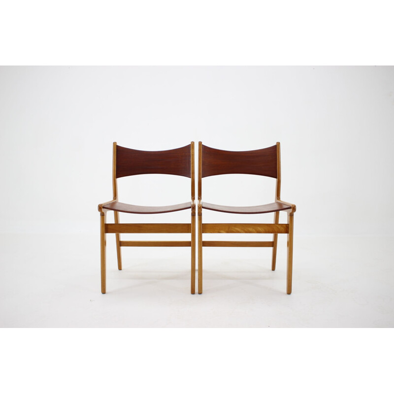 Set of 4 Teak and Beech Dining Chairs, Denmark 1960s