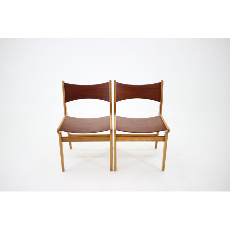 Set of 4 Teak and Beech Dining Chairs, Denmark 1960s