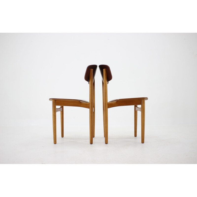 Set of 6 vintage oak and teak dining chairs by Børge Mogensen for Søborg Møbelfabric, Denmark 1960s