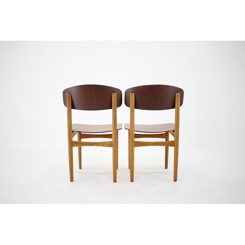 Set of 6 vintage oak and teak dining chairs by Børge Mogensen for Søborg Møbelfabric, Denmark 1960s