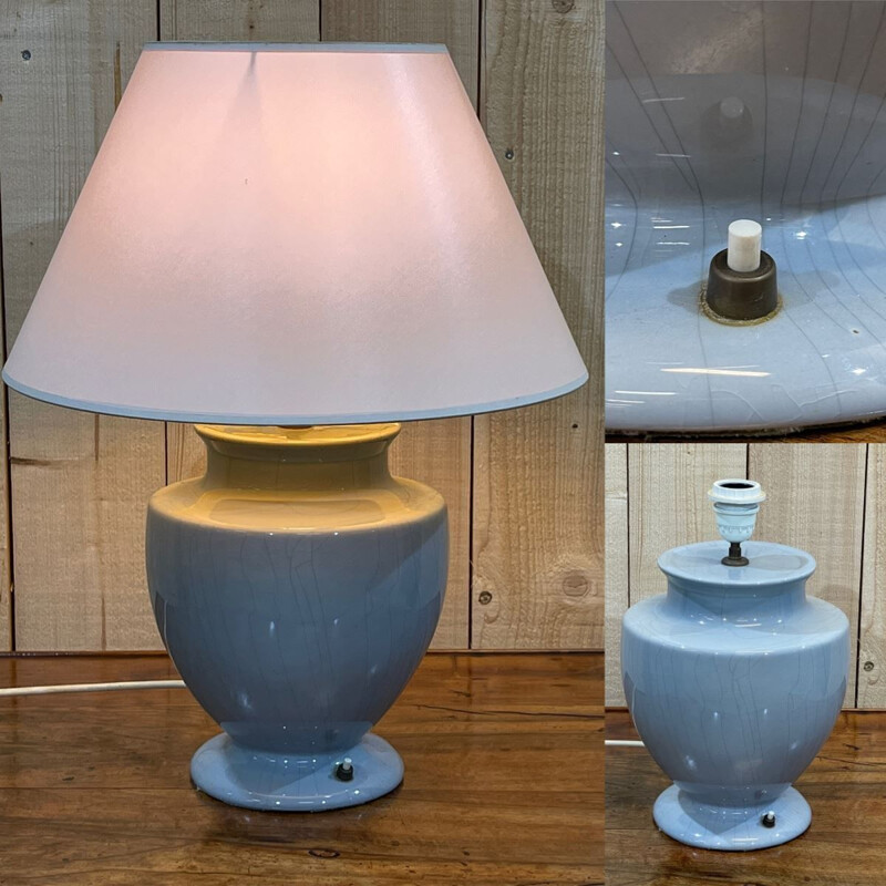 Vintage lamp in grey-blue crackle 1950