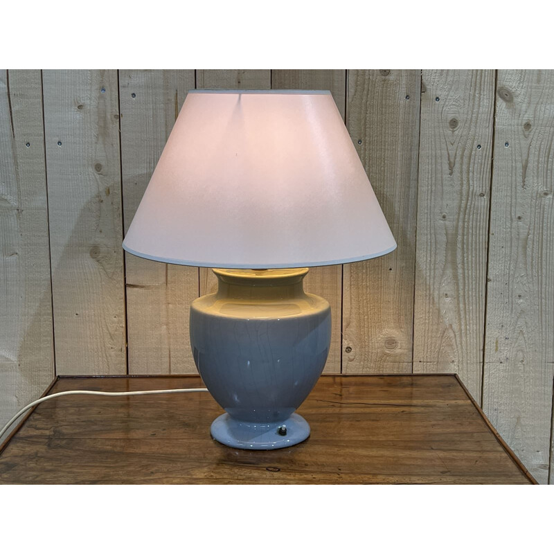 Lampe vintage en craquelé gris-bleu 1950