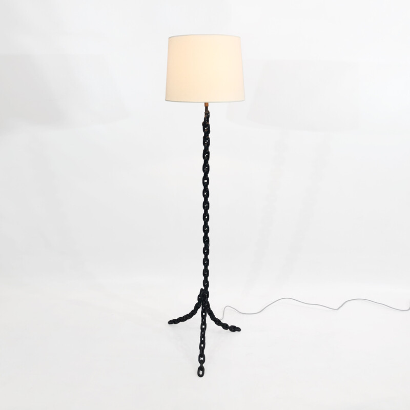 Vintage chain link floor lamp sculpture by Franz West, France 1970