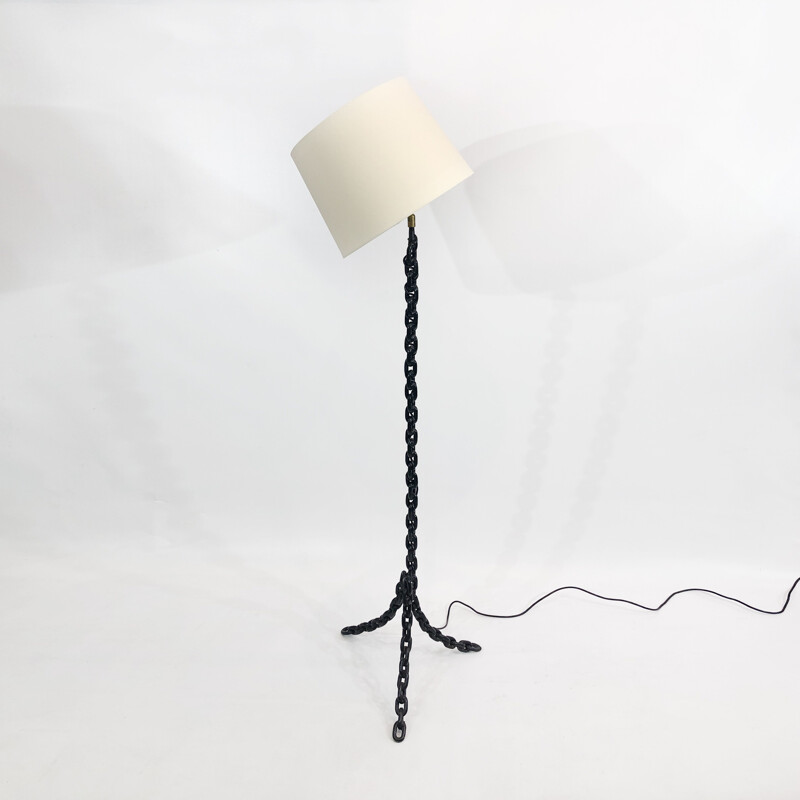 Vintage chain link floor lamp sculpture by Franz West, France 1970