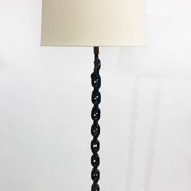 Vintage chain link floor lamp sculpture by Franz West, France 1970