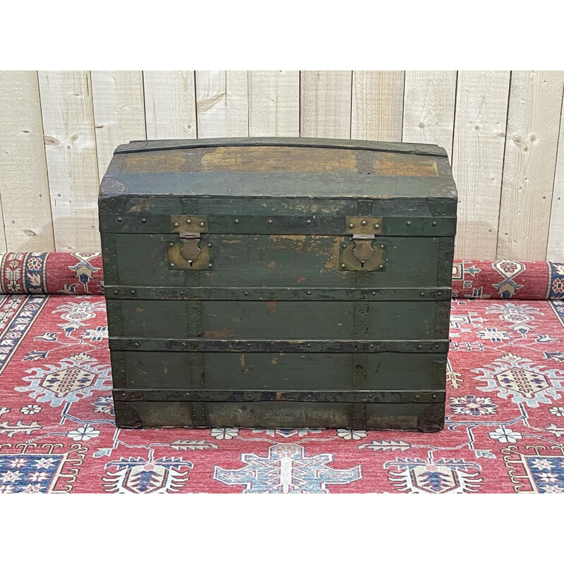 Vintage bulging travel trunk, 1930