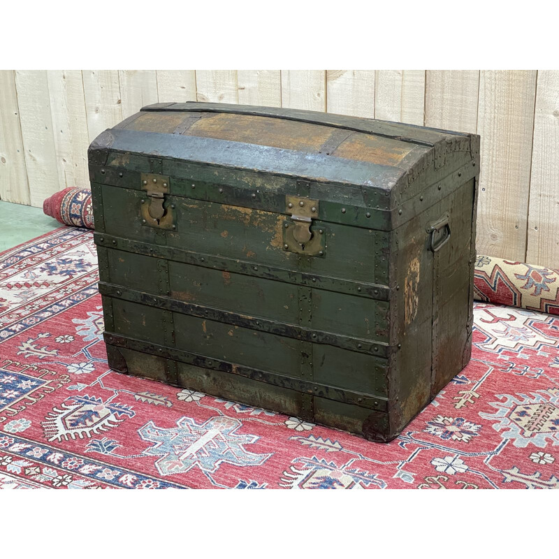 Vintage bulging travel trunk, 1930