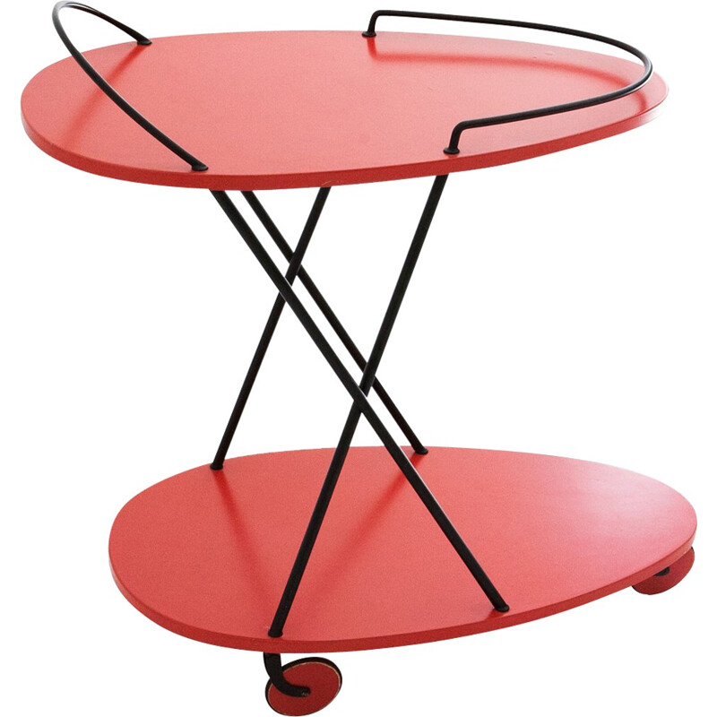 Italian red kitchen trolley in metal - 1960s