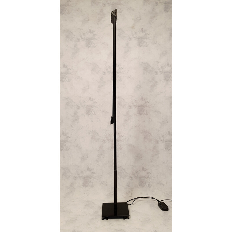 Vintage double swing floor lamp by Stilnovo in black lacquered metal, 1970