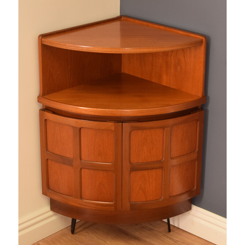 Mid century teak squares corner unit on nairpin legs by Nathan 1960s