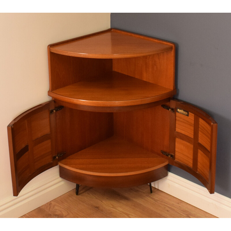 Mid century teak squares corner unit on nairpin legs by Nathan 1960s
