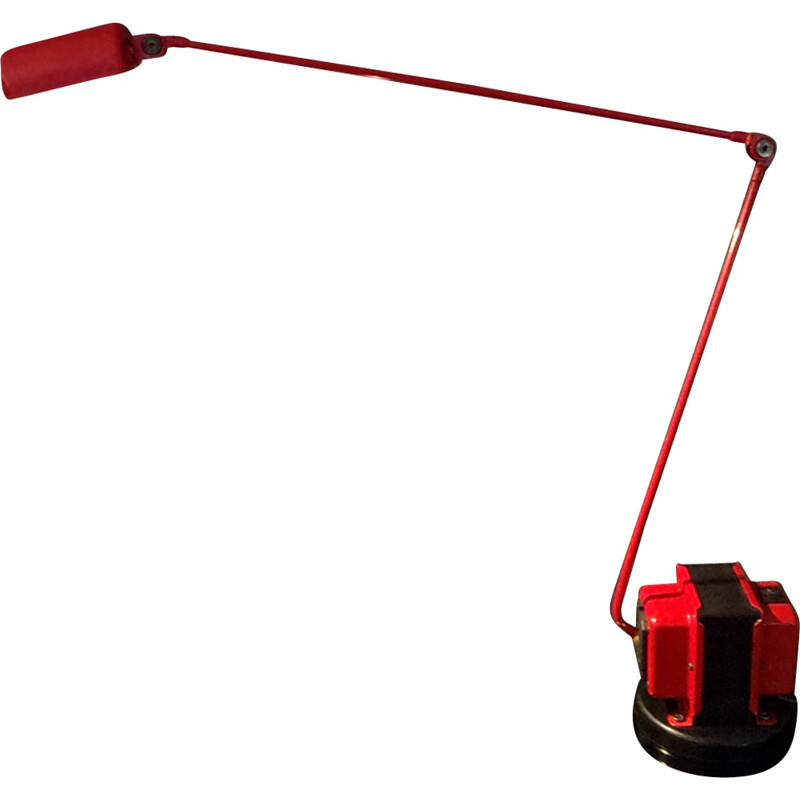 Industrial Lumina "Daphine" lamp in red metal, Tommaso CIMINI - 1990s