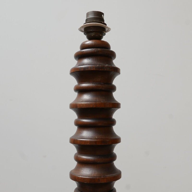 Lampe de table vintage en bois Art Déco par Charles Dudouyt, 1940