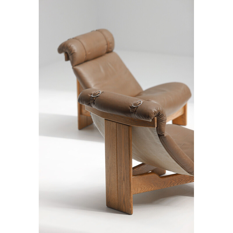 Ensemble de 5 fauteuils en cuir vintage, 1970
