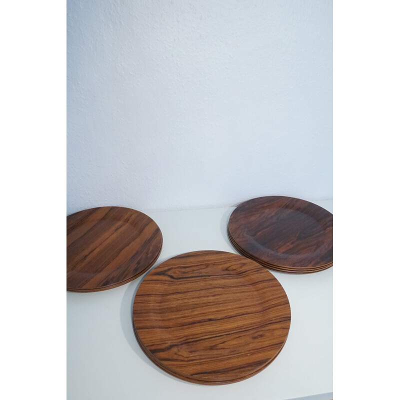 Set of 11 vintage danish rosewood dining plates, 1960s