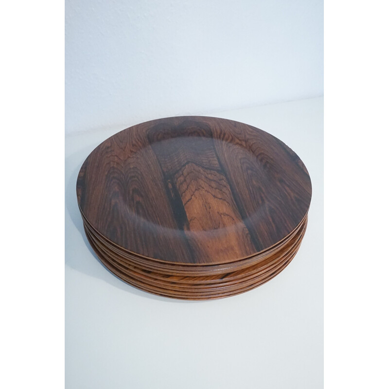 Set of 11 vintage danish rosewood dining plates, 1960s