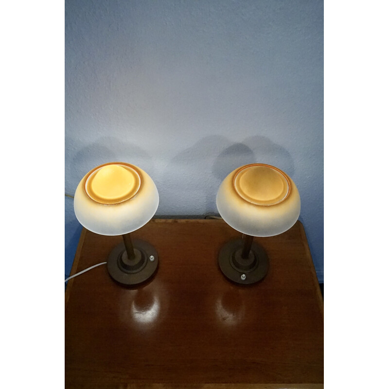 Pair of vintage fried egg table lamps from Fog & Mørup, 1940s