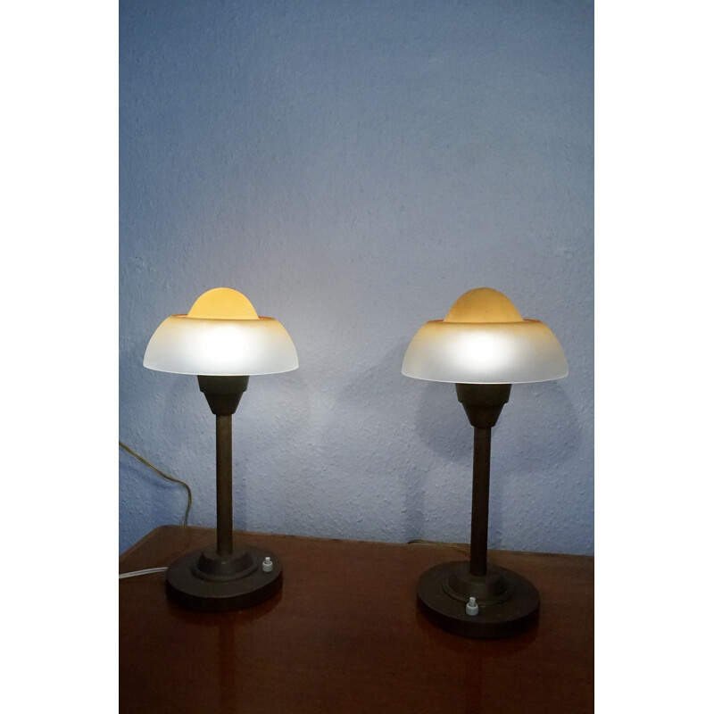 Pair of vintage fried egg table lamps from Fog & Mørup, 1940s