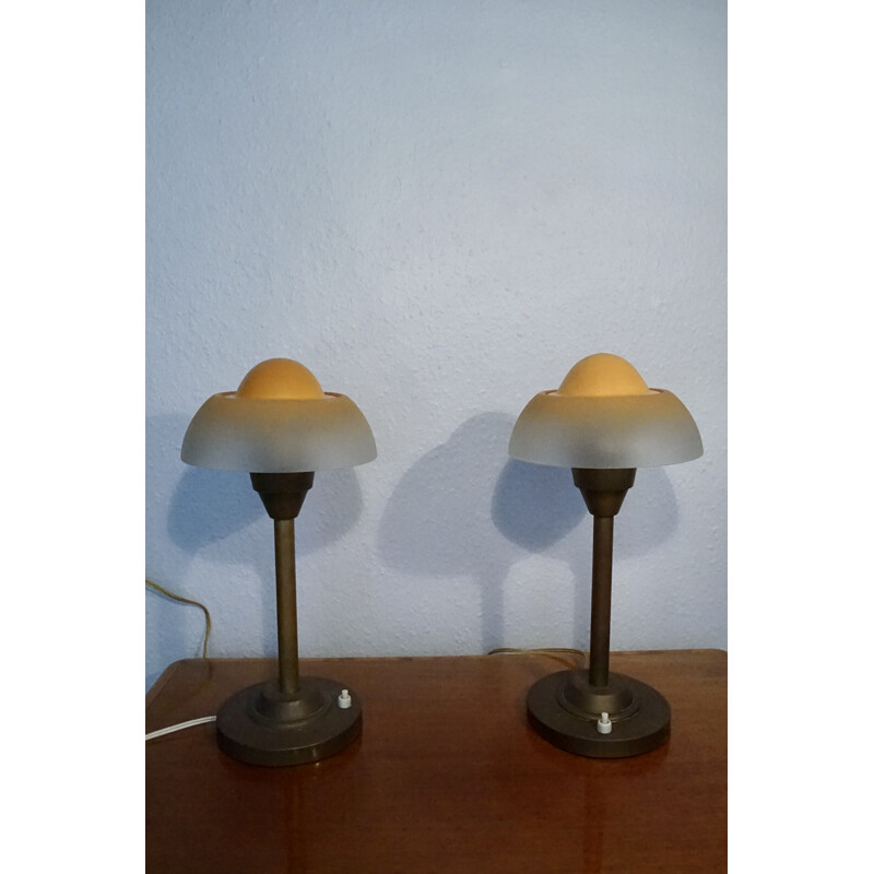 Pair of vintage fried egg table lamps from Fog & Mørup, 1940s