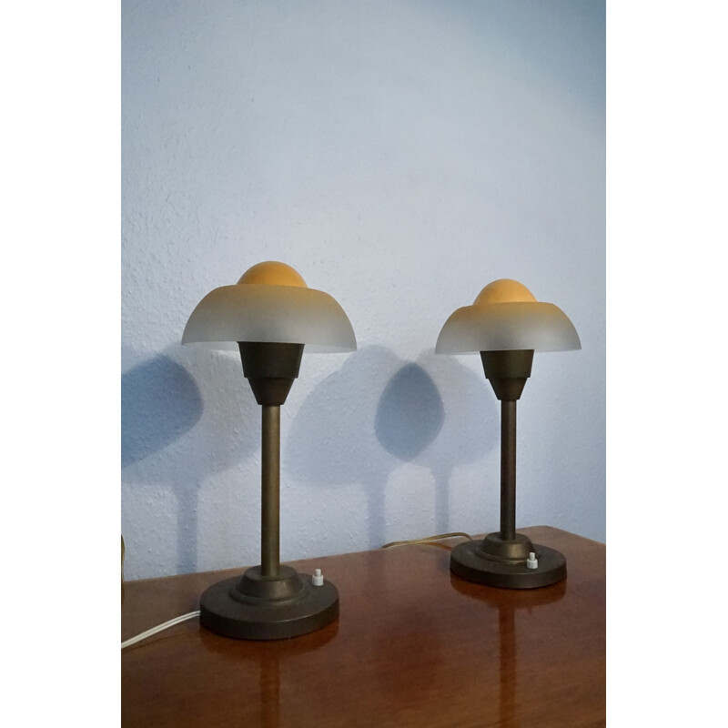 Pair of vintage fried egg table lamps from Fog & Mørup, 1940s