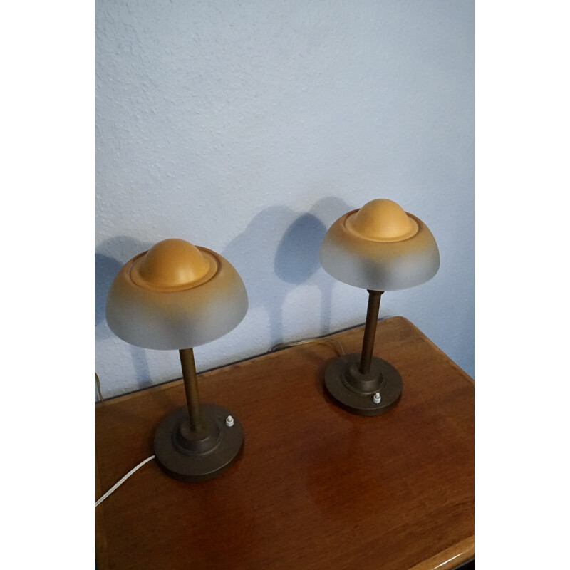 Pair of vintage fried egg table lamps from Fog & Mørup, 1940s