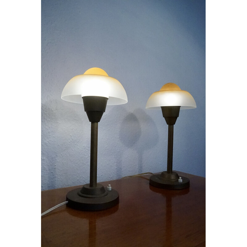 Pair of vintage fried egg table lamps from Fog & Mørup, 1940s