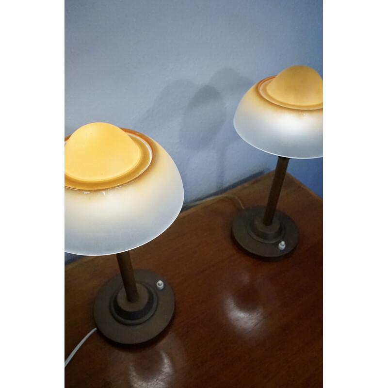 Pair of vintage fried egg table lamps from Fog & Mørup, 1940s