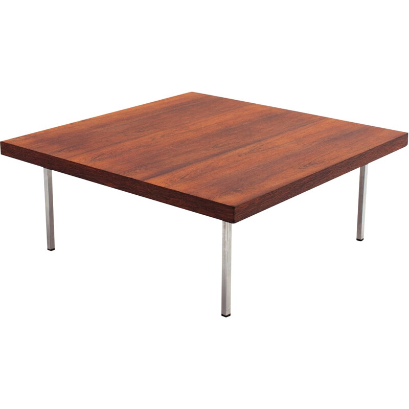 Square Artifort coffee table in rosewood and metal, Kho LIANG IE - 1960s