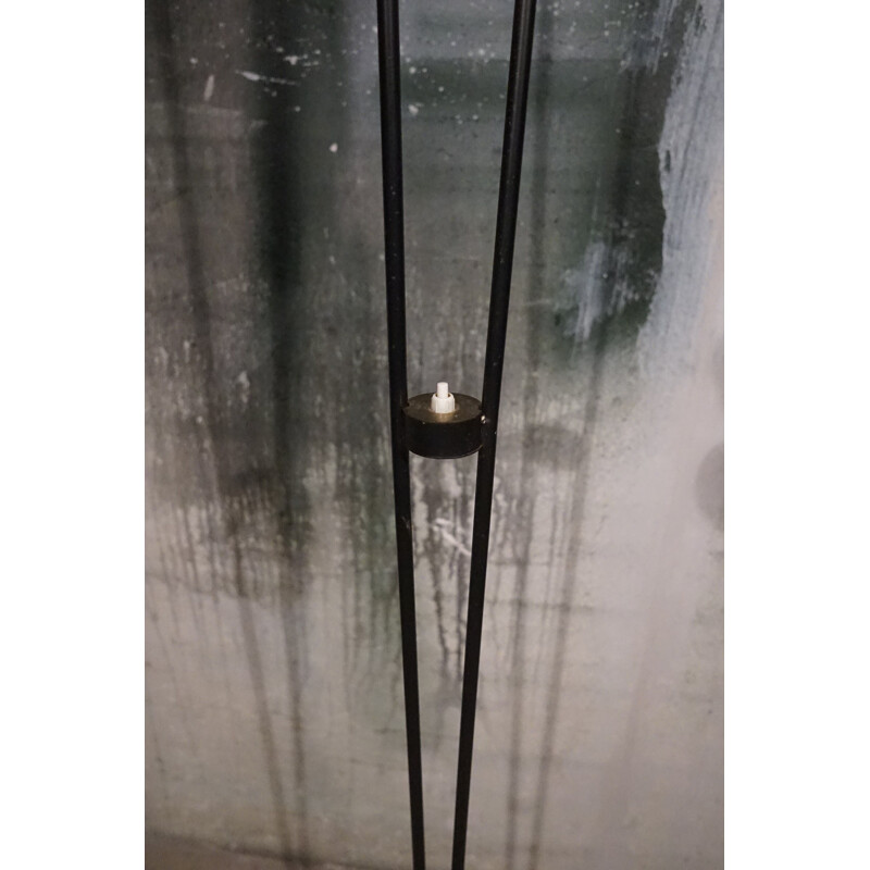 Mid century two armed floor lamp by Svend Aage Holm Sørensen in black steel and brass, 1960s
