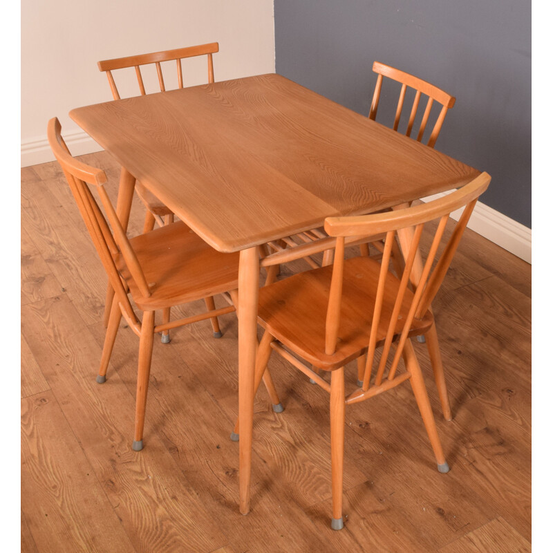 Set of vintage Ercol 393 breakfast table and 4 391 dining chairs by Lucian Ercolani, 1960s