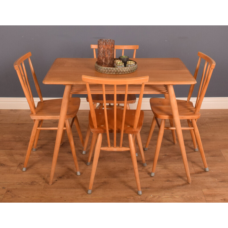 Set of vintage Ercol 393 breakfast table and 4 391 dining chairs by Lucian Ercolani, 1960s