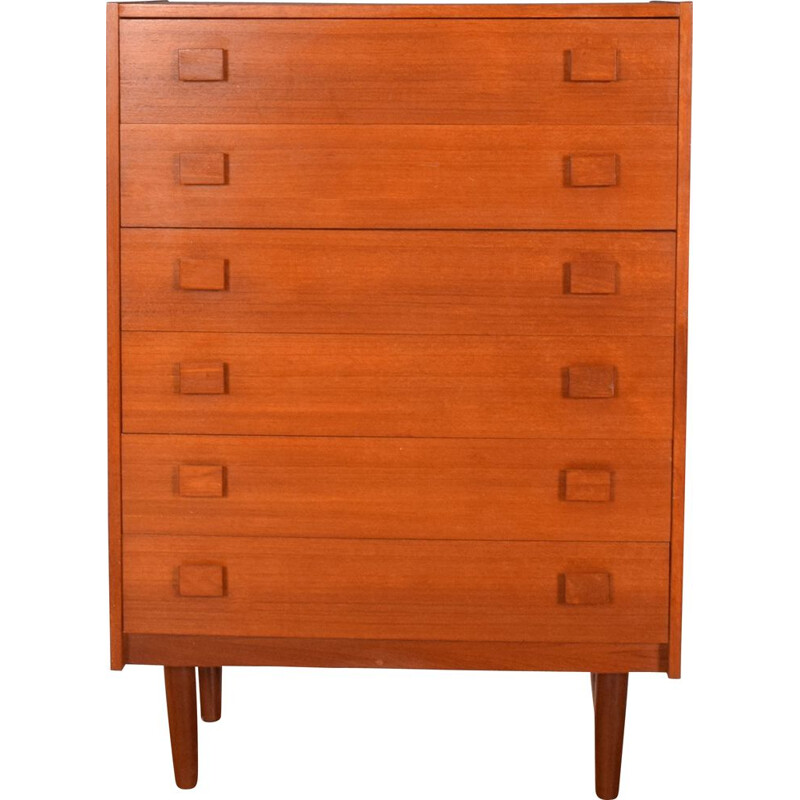 Vintage tall teak chest of drawers, 1960s