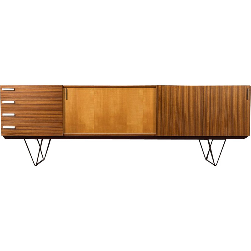 Mid century sideboard in zebrano veneer with 4 drawers, 1950s