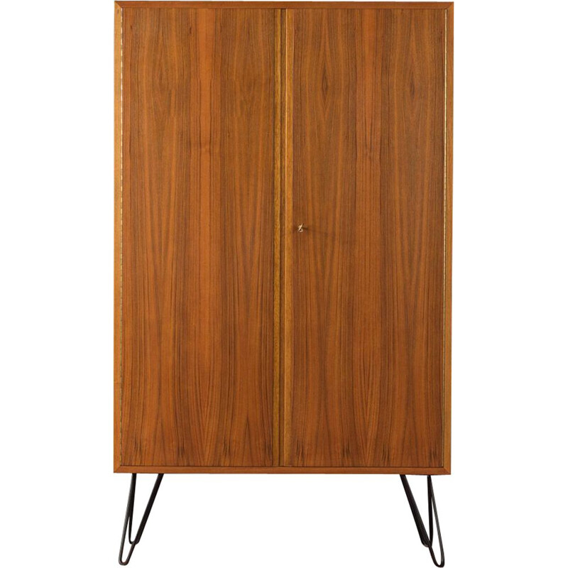 Mid century shoe cabinet in walnut veneer with 2 doors for WK Möbel, 1950s