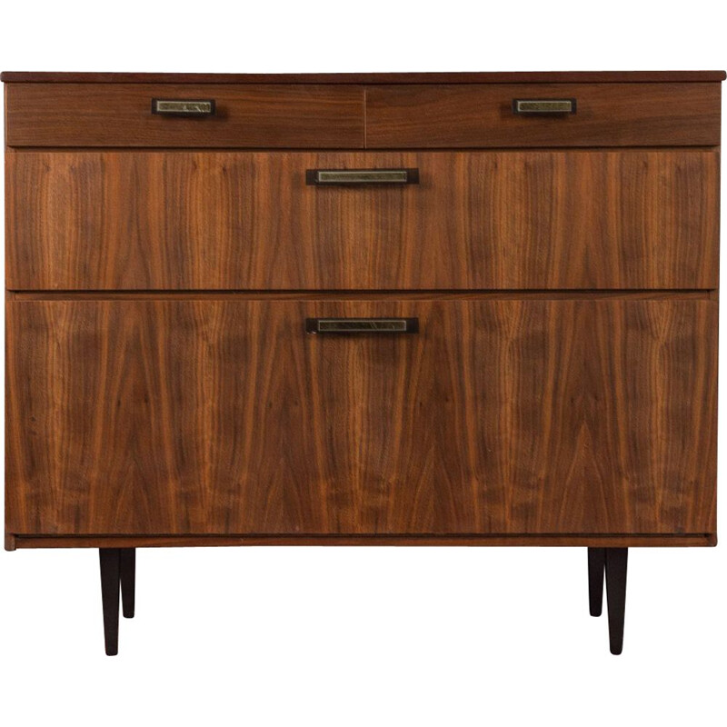 Mid century shoe cabinet in walnut veneer with 2 drawers, 1950s