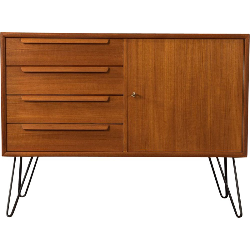 Vintage chest of drawers in teak veneer with 4 drawers, 1960s