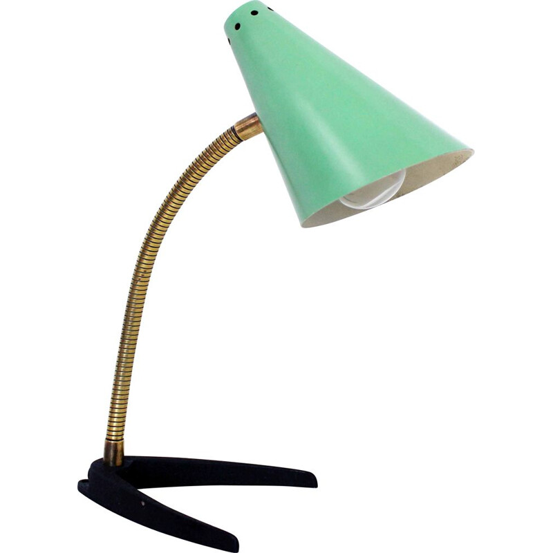 Lampe "cocotte" vintage en metal et flexible en laiton, 1950s