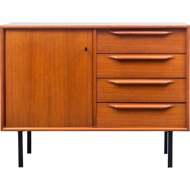 Mid century small sidebaord in teak veneer with 3 drawers, 1960s