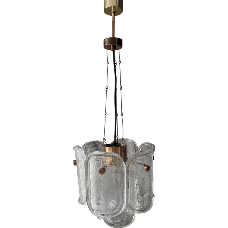 Vintage brass and bubble glass pendant lamp by Limburg, Germany 1970s