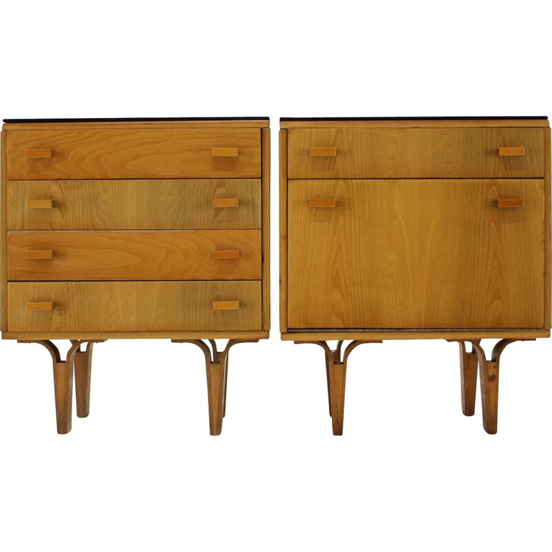 Pair of vintage dressers by Frantisek Mezulanik, Czechoslovakia 1960