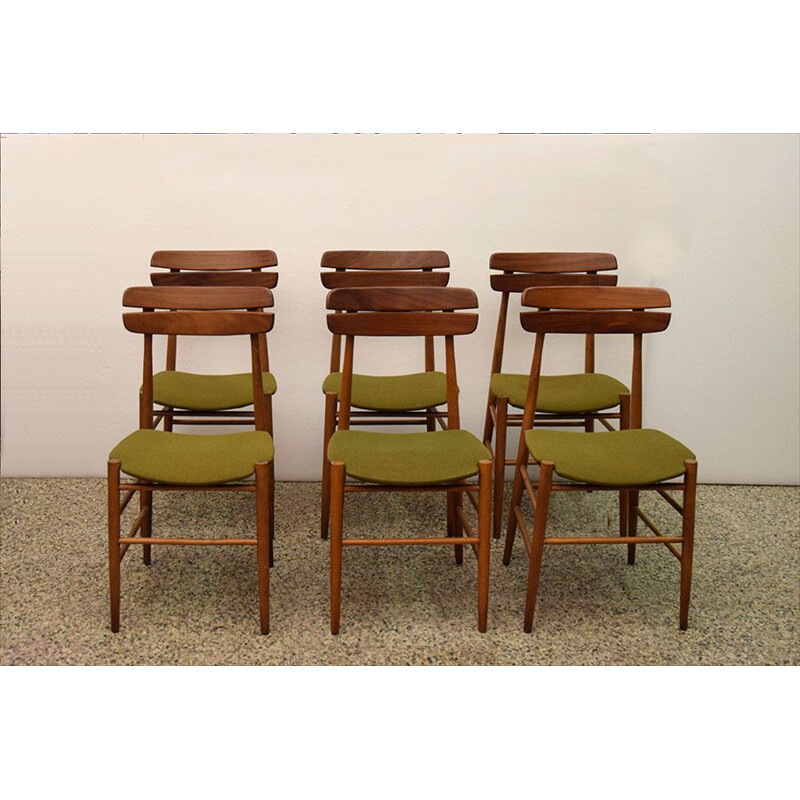 6 vintage danish chairs in teak wood 1960s