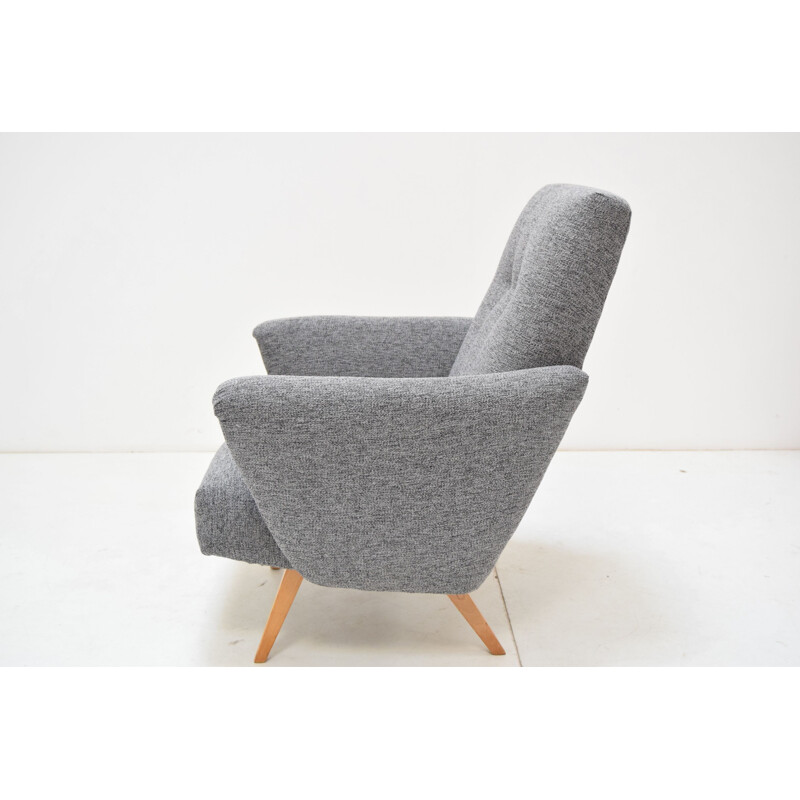 Vintage armchair in fabric and wood, Czechoslovakia 1960