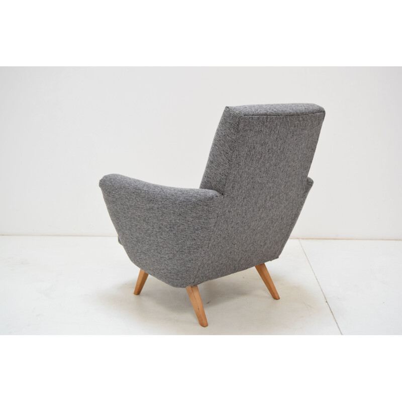 Vintage armchair in fabric and wood, Czechoslovakia 1960