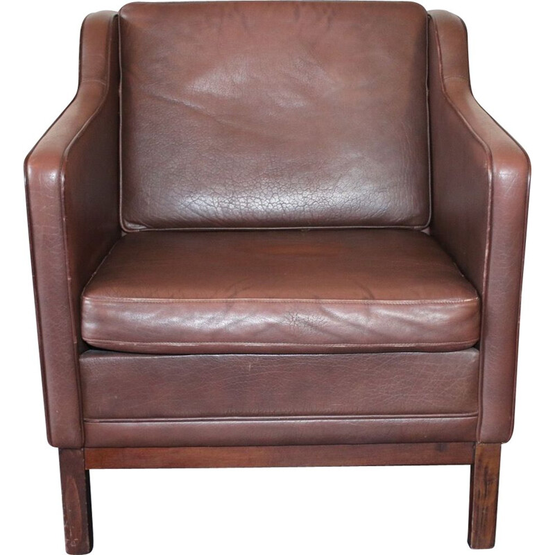 Vintage danish armchair in leather, 1970s