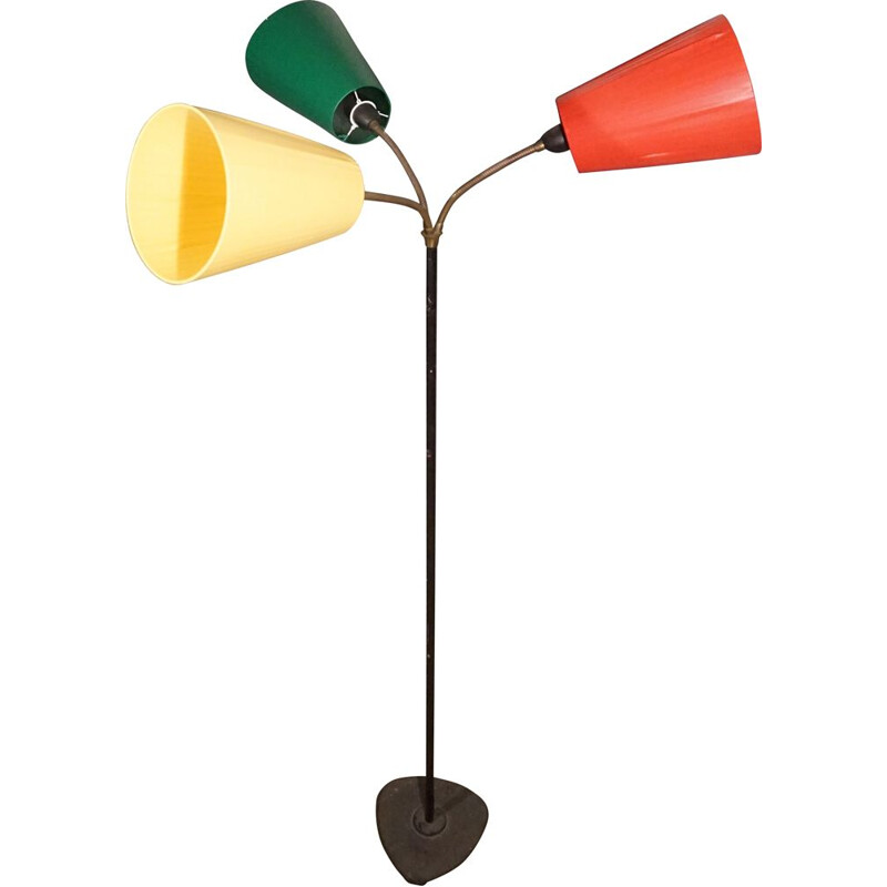 Mid century 3 armed traffic cone floor lamp by Svend Aage Holm Sørensen, 1960s